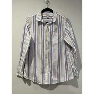 LL Bean Oxford Shirt Womens Small Striped Button Down Preppy Coastal 100% Cotton